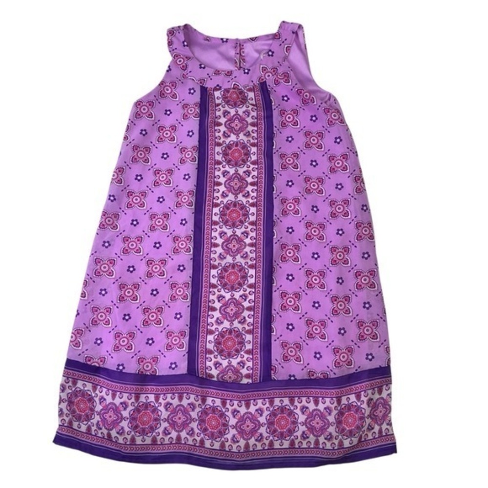 Wonder Nation Dress Pink and Purple Patterned Sleeveless Girls Size Medium